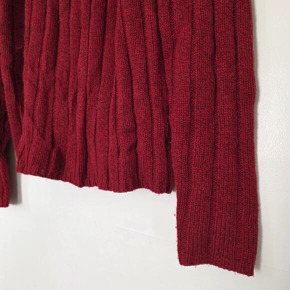 Vintage Y2K Abercrombie and Fitch Mens M Lambs Wool Ribbed Fisherman Sweater Red - Picture 6 of 9